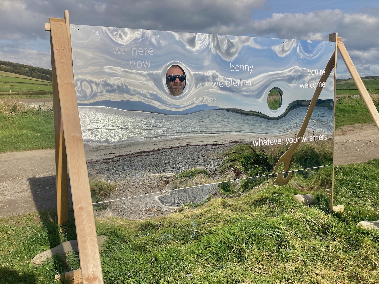 community artworks by artist luke winter for reflect project installed at community forrest and ettrick bay